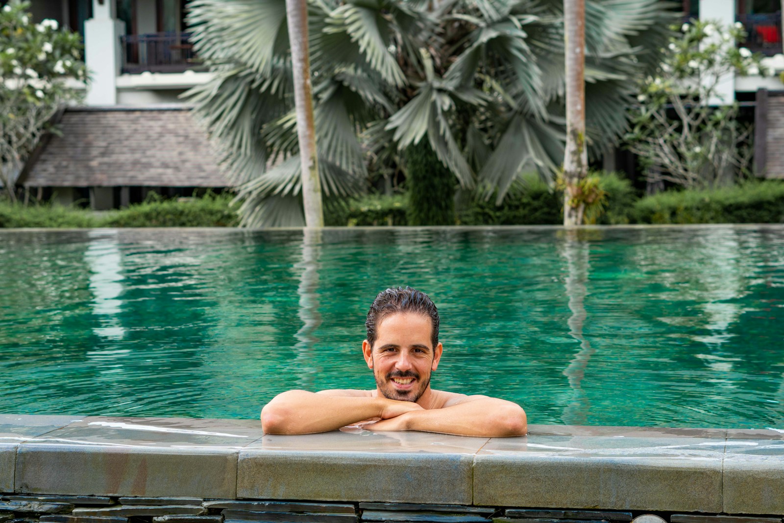 Paul in swimming pool in essex